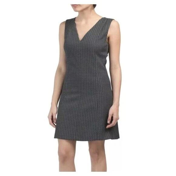 Theory Easy V Shift Shadow Jacquard Dress Sleeveless 4 S Mini Lined - Picture 1 of 10